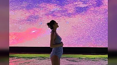 Gouri Ko, con 24 semanas de embarazo, su primera D-line en un viaje de prenatal en Guam