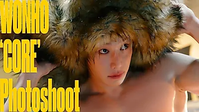 Singer Wonho captures a bold new look in a white makeup-themed photoshoot