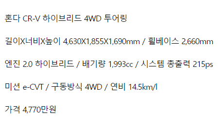 혼다 CR-V 하이브리드 시승기 ㅣ가솔린 모델과 다른 점 (사진 12)